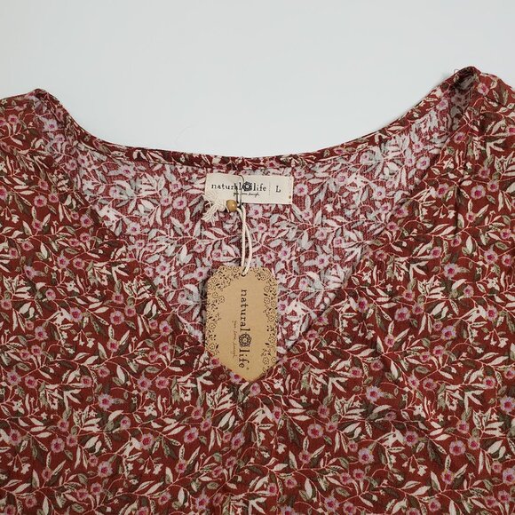 Natural Life Womens Maxi Tiered Dress L Mixed Print Half Sleeve Floral B… - Picture 5 of 11